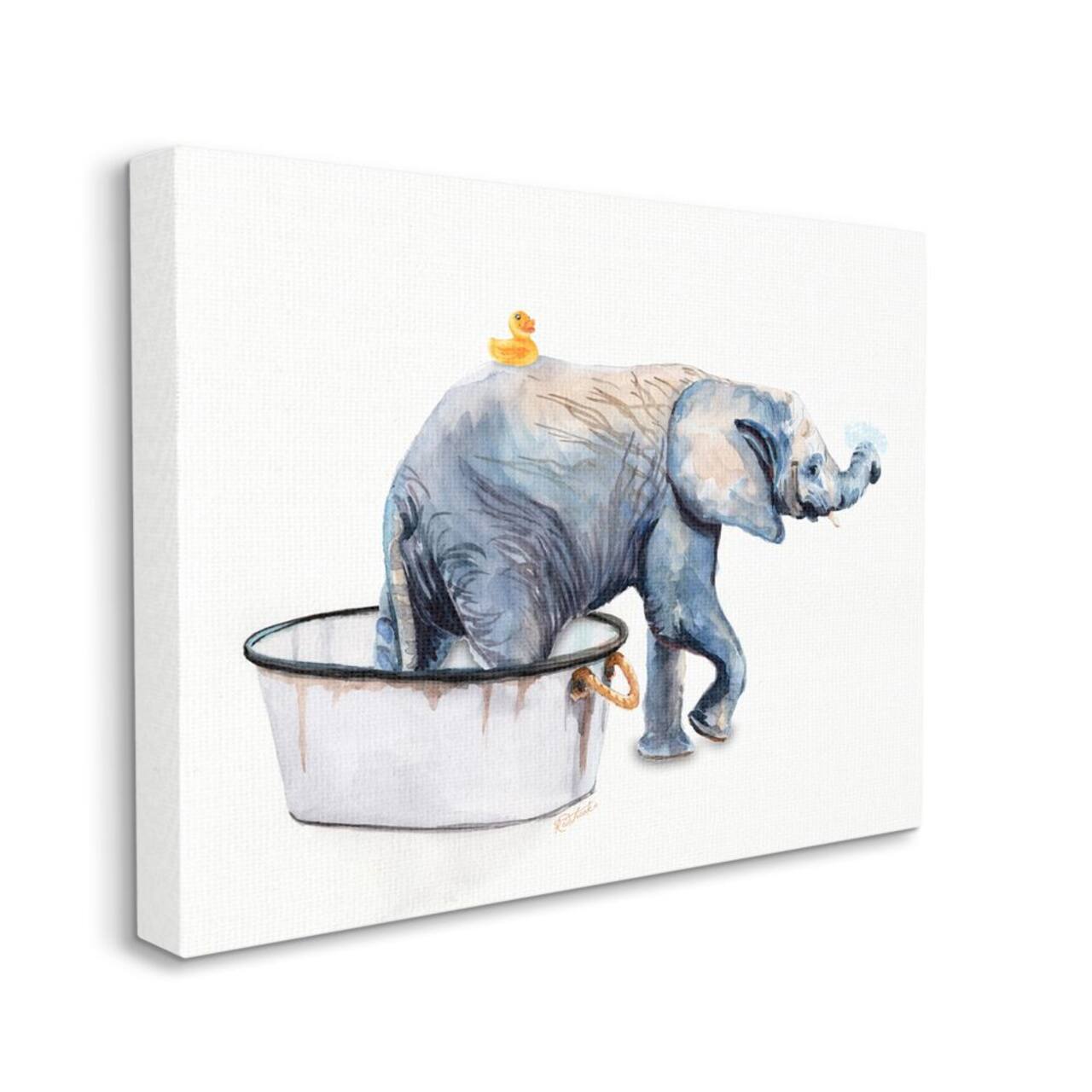 Stupell Industries Charming Rustic Elephant In Bubble Bath Painting Canvas Wall Art